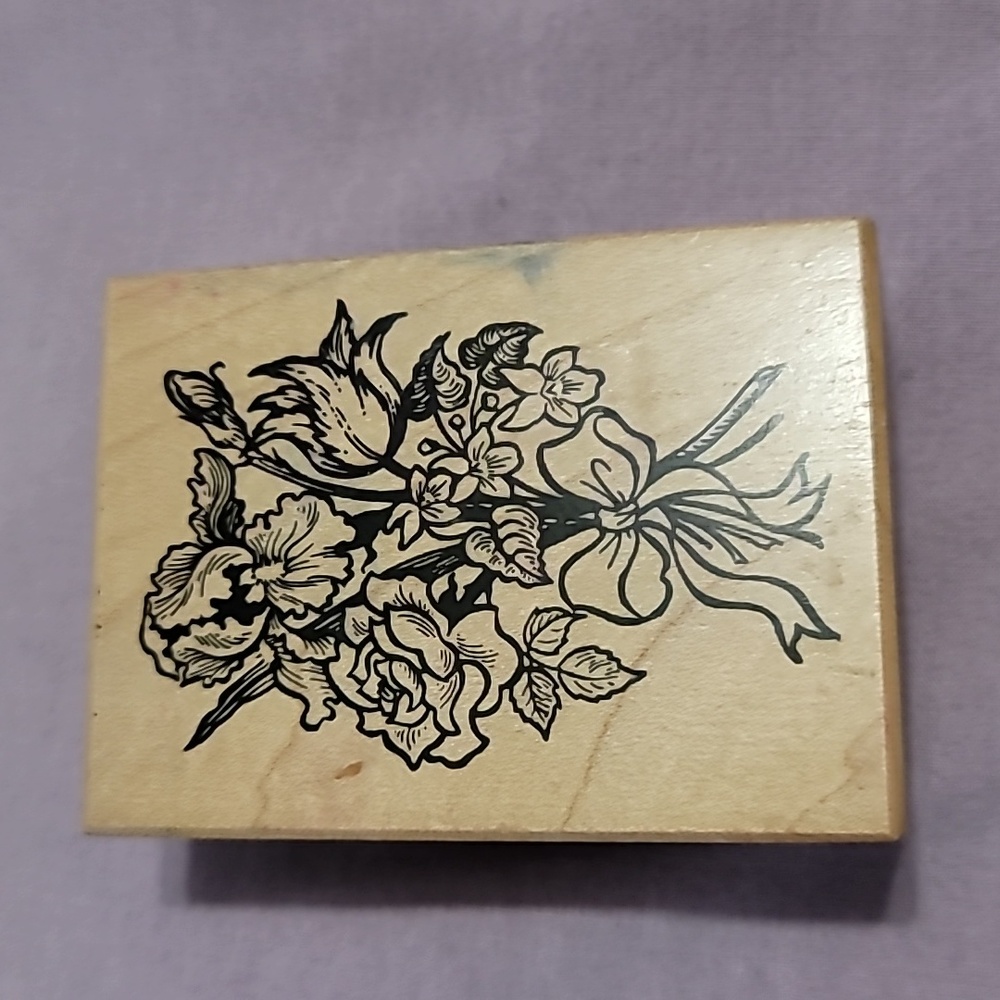 Floral Bouquet Wooden Rubber Stamp